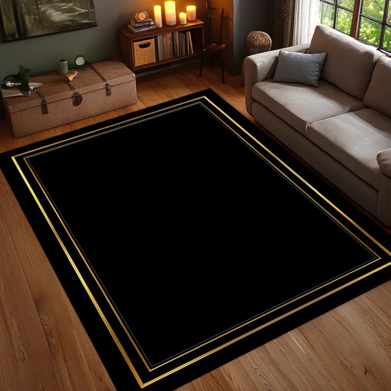 Modern Black Gold Area Rug Min - Commercial Digital Printing Machine ulasan dan harga