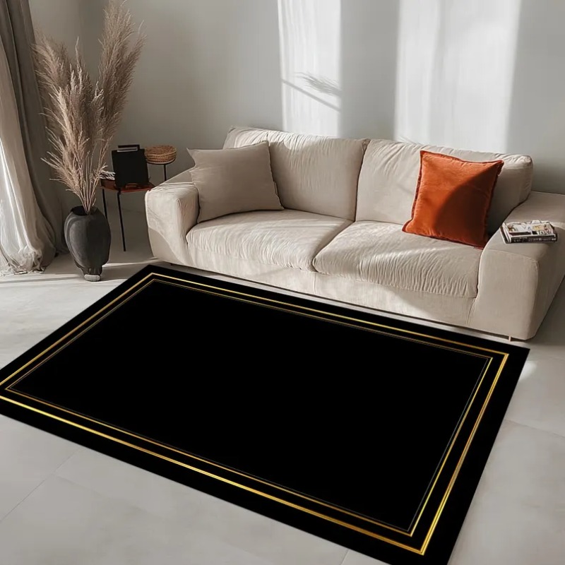 Modern Black Gold Area Rug Min - Commercial Digital Printing Machine ulasan dan harga