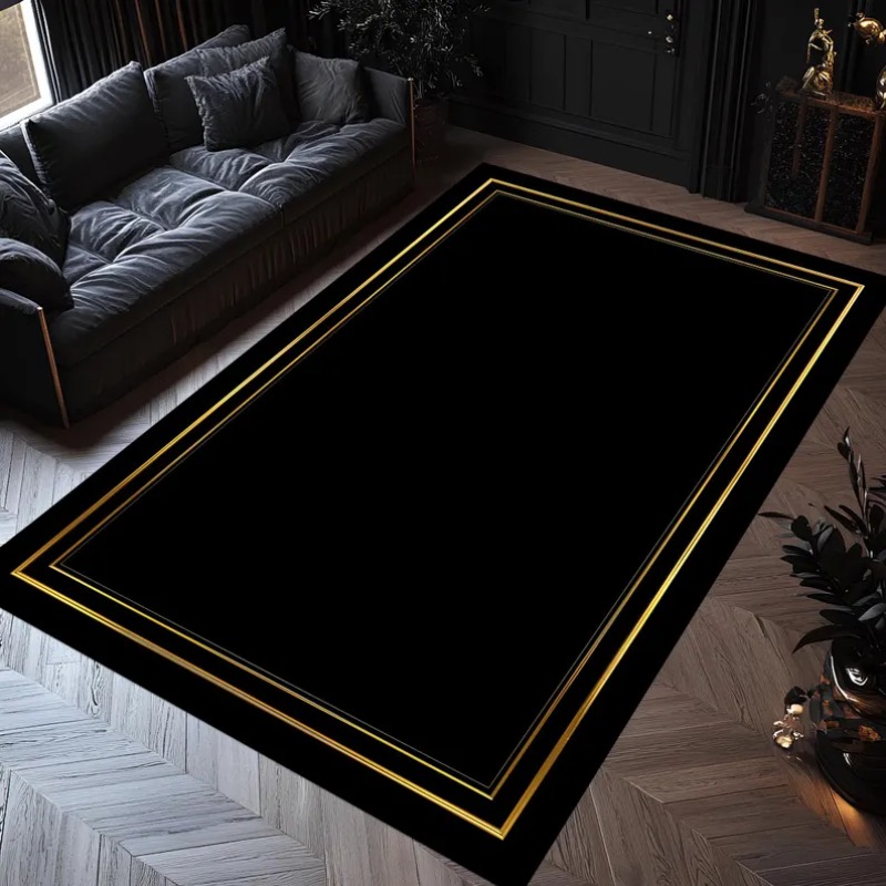 Modern Black Gold Area Rug Min - Commercial Digital Printing Machine ulasan dan harga
