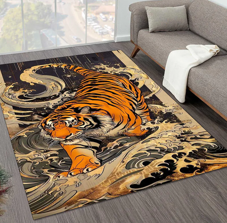 Tiger Area Rug Japanese Art Li - Commercial Digital Printing Machine ulasan dan harga